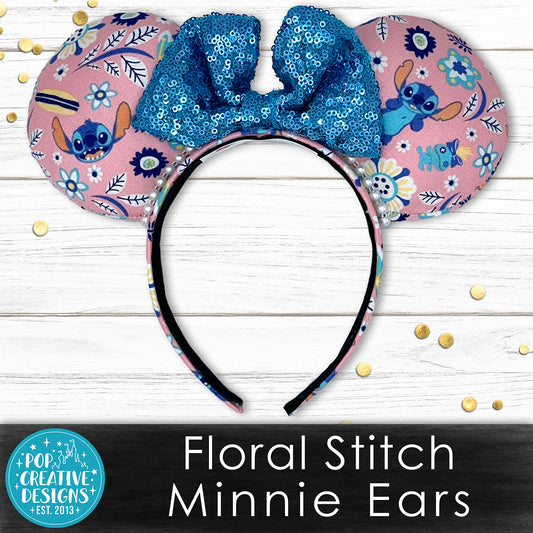 Floral Stitch Minnie Ears