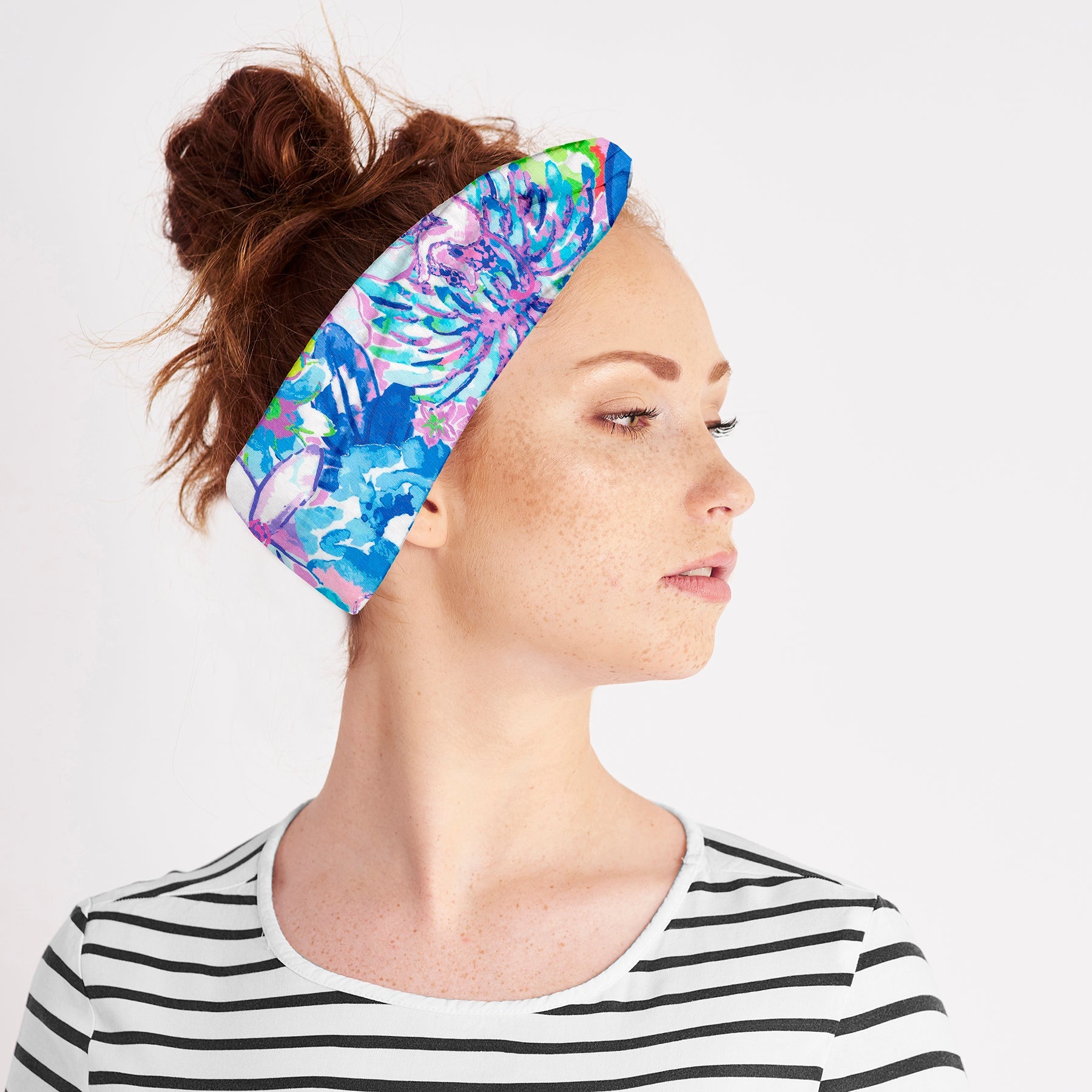 Floral Knit Fabric Twist Headband in