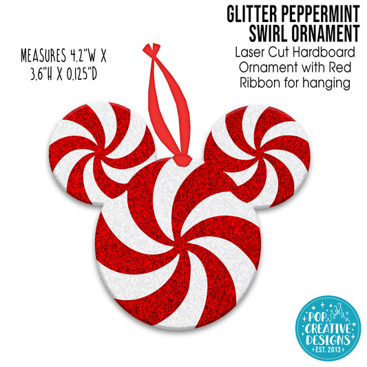 ***CLEARANCE*** Glitter Peppermint Swirl Memorial Ornament