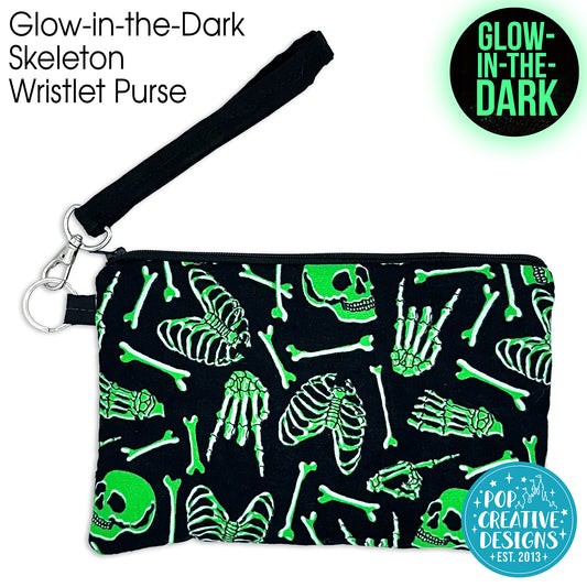 Glow-in-the-Dark Skeleton Wristlet Purse