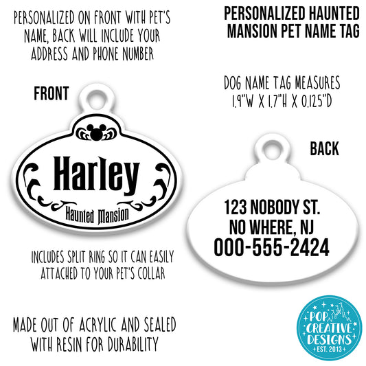 🎃Personalized Haunted Mansion Pet ID Tag – Custom Ghostly Pet Name Tag with Contact Info – Durable Acrylic Resin for Dogs & Cats