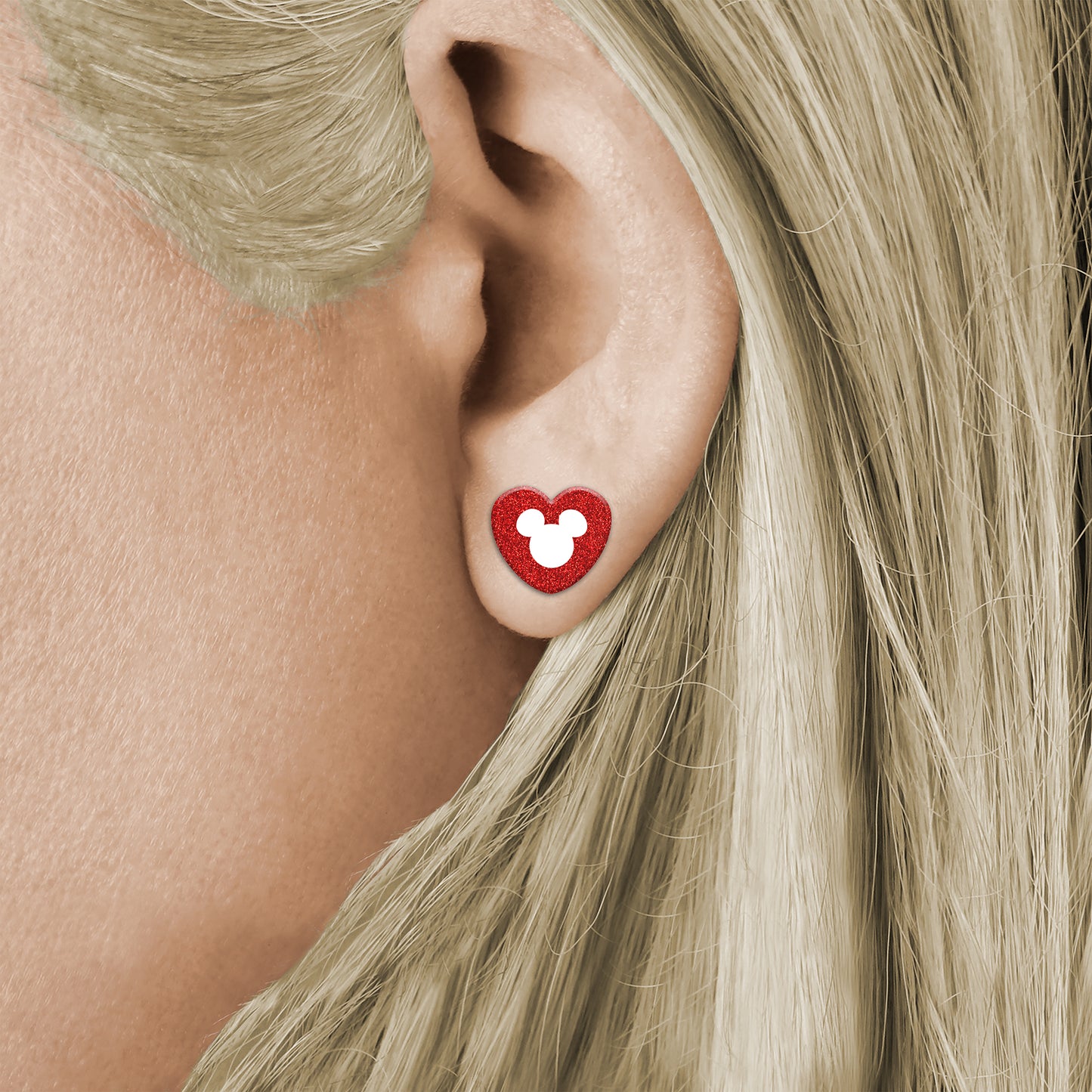 Heart Mouse Stud Earrings