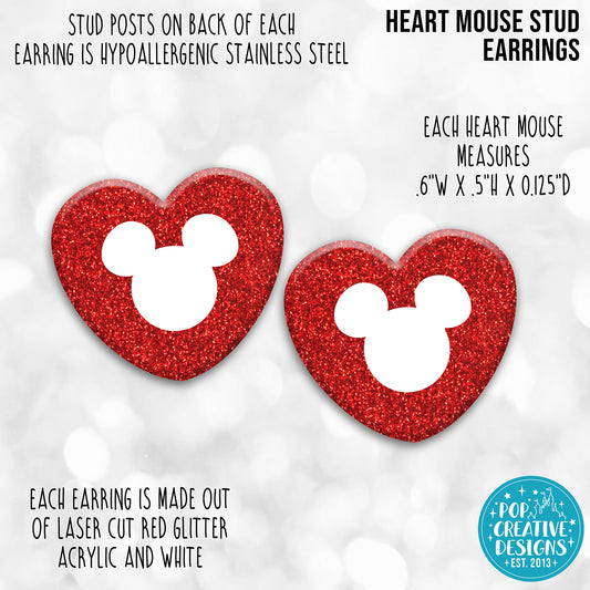 Heart Mouse Stud Earrings