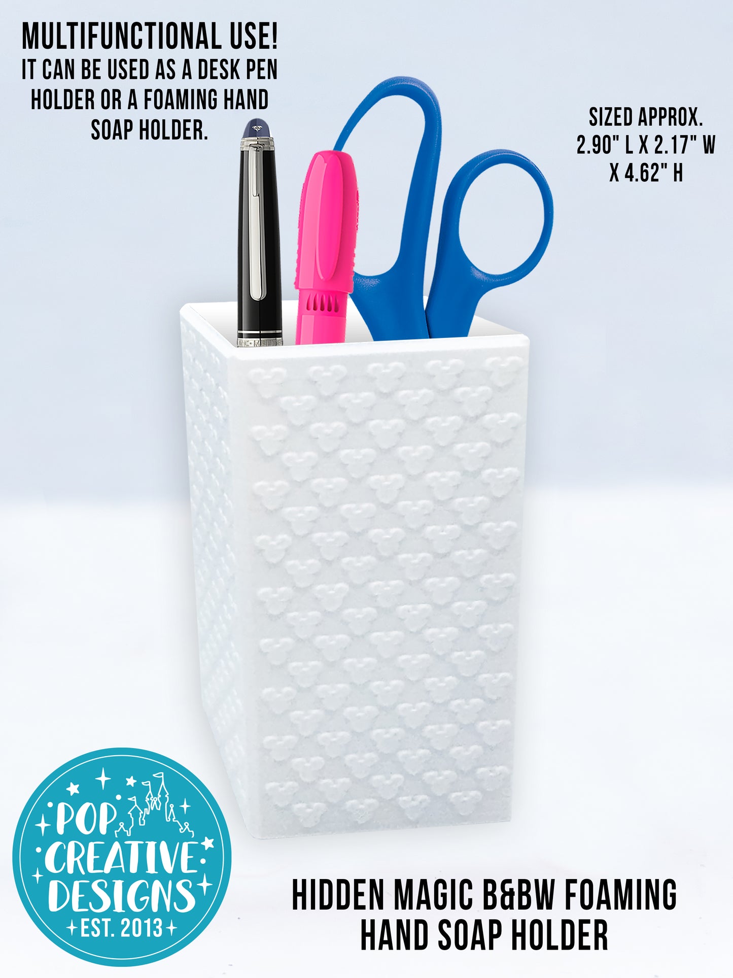 Hidden Magic B&BW Foaming Hand Soap Holder OR Desk Organizer | Magical Soap Holder
