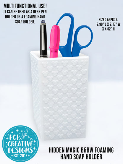 Hidden Magic B&BW Foaming Hand Soap Holder OR Desk Organizer | Magical Soap Holder