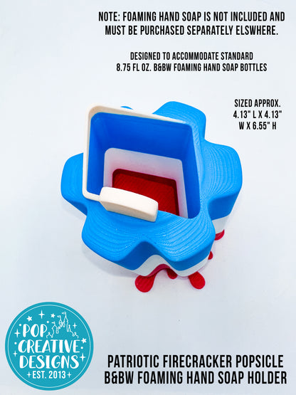 Patriotic Firecracker Popsicle B&BW Foaming Hand Soap Holder | Red White & Blue Soap Holder
