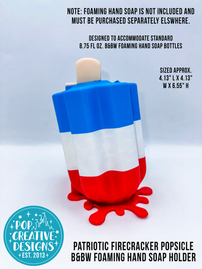 Patriotic Firecracker Popsicle B&BW Foaming Hand Soap Holder | Red White & Blue Soap Holder