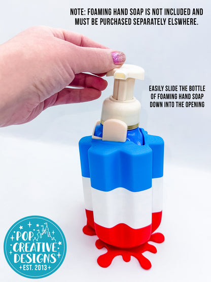 Patriotic Firecracker Popsicle B&BW Foaming Hand Soap Holder | Red White & Blue Soap Holder