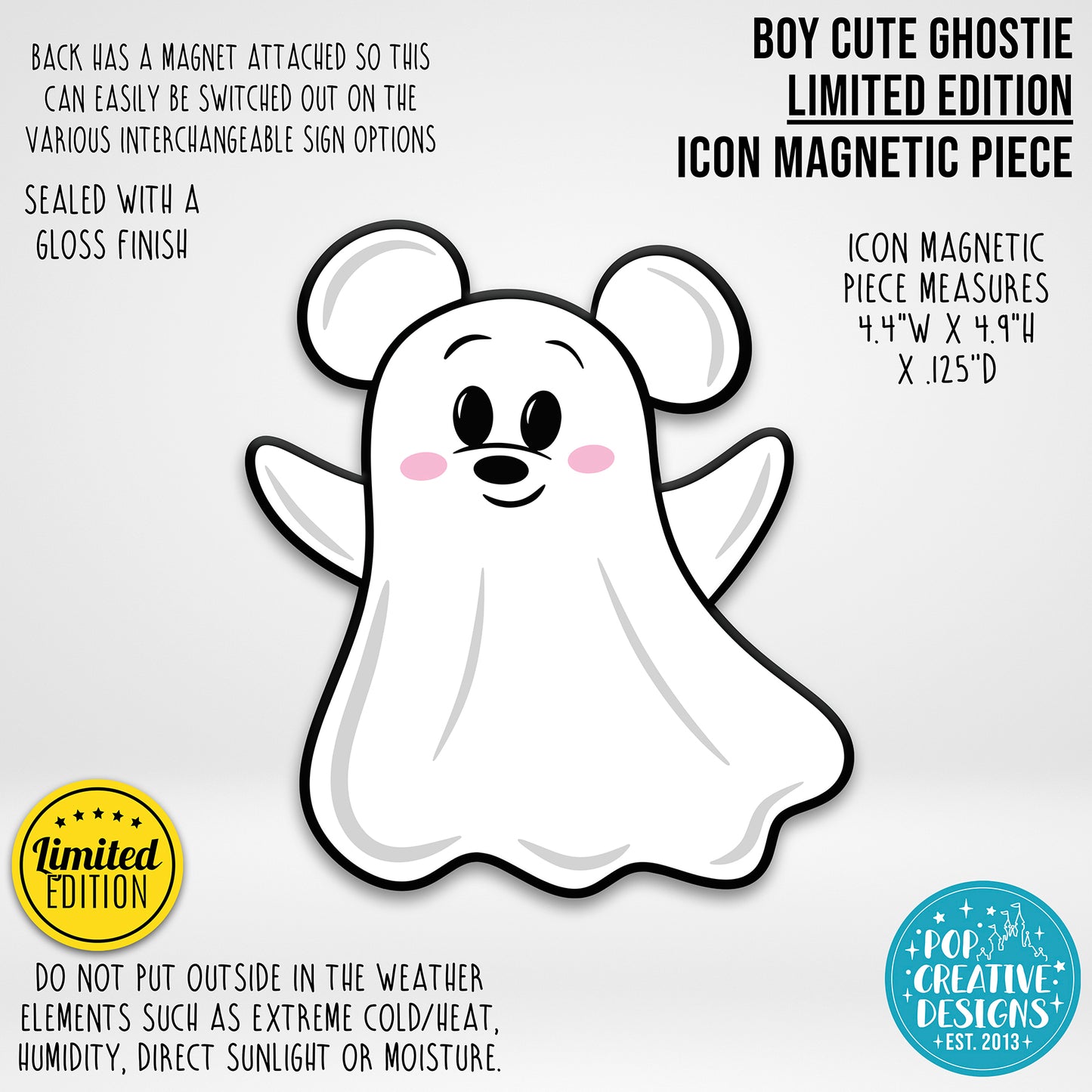 ***CLEARANCE ITEM*** Boy Cute Ghostie Icon Magnetic Piece