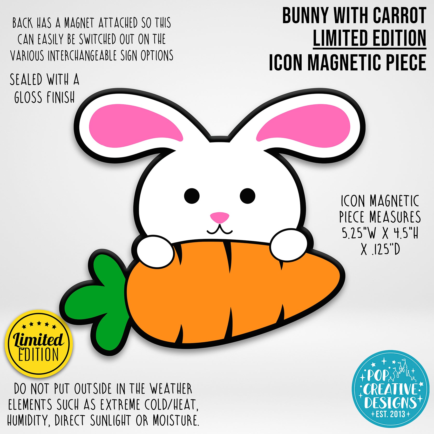 LIMITED EDITION Bunny with Carrot Icon Magnetic Piece