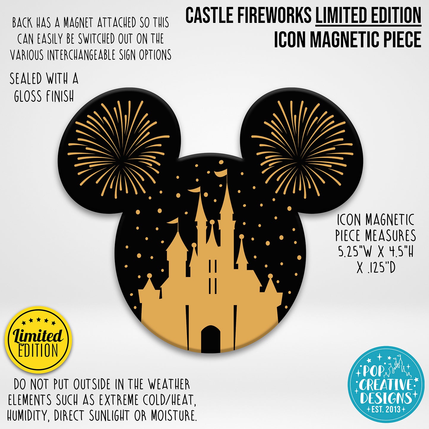 LIMITED EDITION Fireworks Castle Icon Magnetic Piece