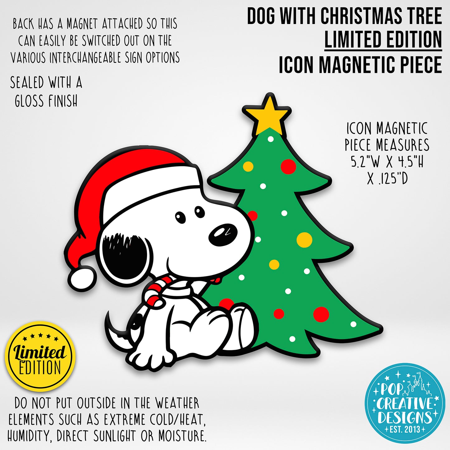 ***CLEARANCE ITEM*** Dog with Christmas Tree Icon Magnetic Piece
