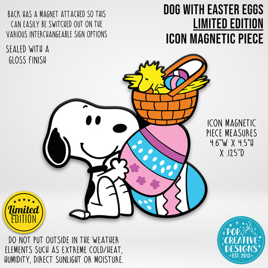 LIMITED EDITION Dog with Easter Eggs Icon Magnetic Piece