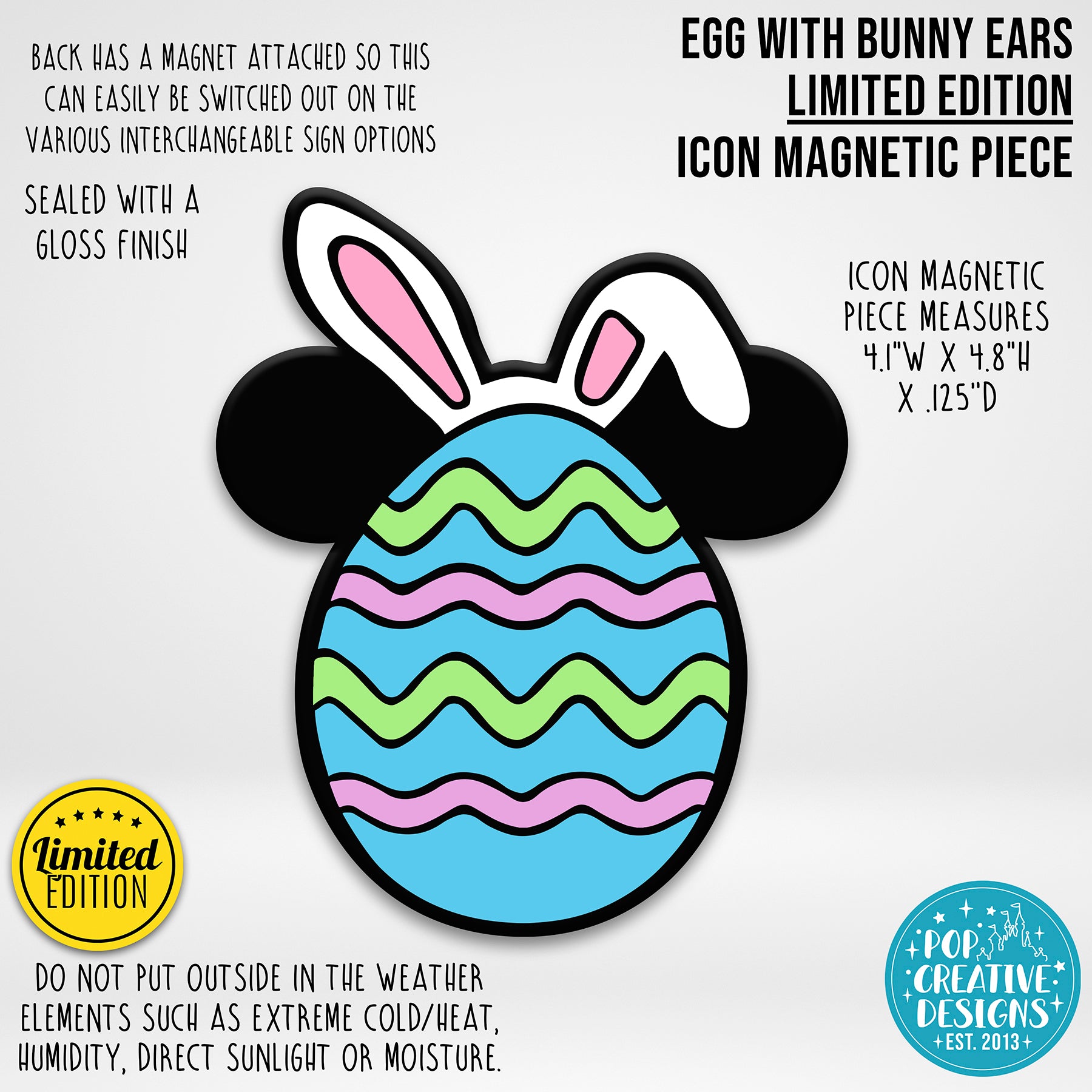 LIMITED EDITION Egg with Bunny Ears Icon Magnetic Piece