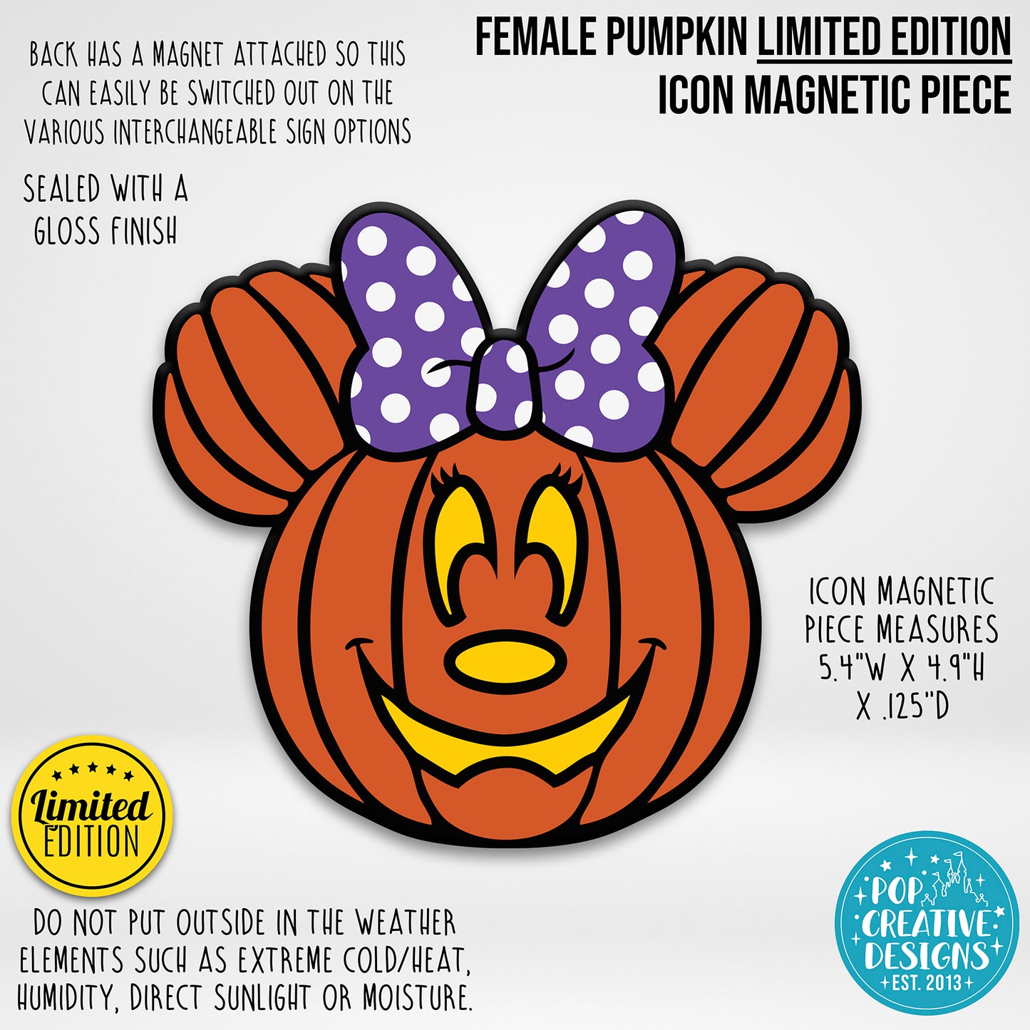 LIMITED EDITION Female Pumpkin Icon Magnetic Piece