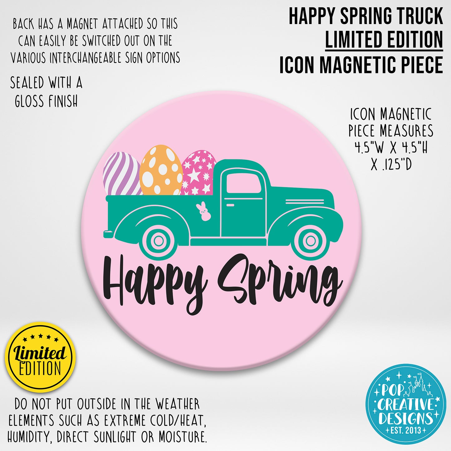 LIMITED EDITION Happy Spring Truck Icon Magnetic Piece