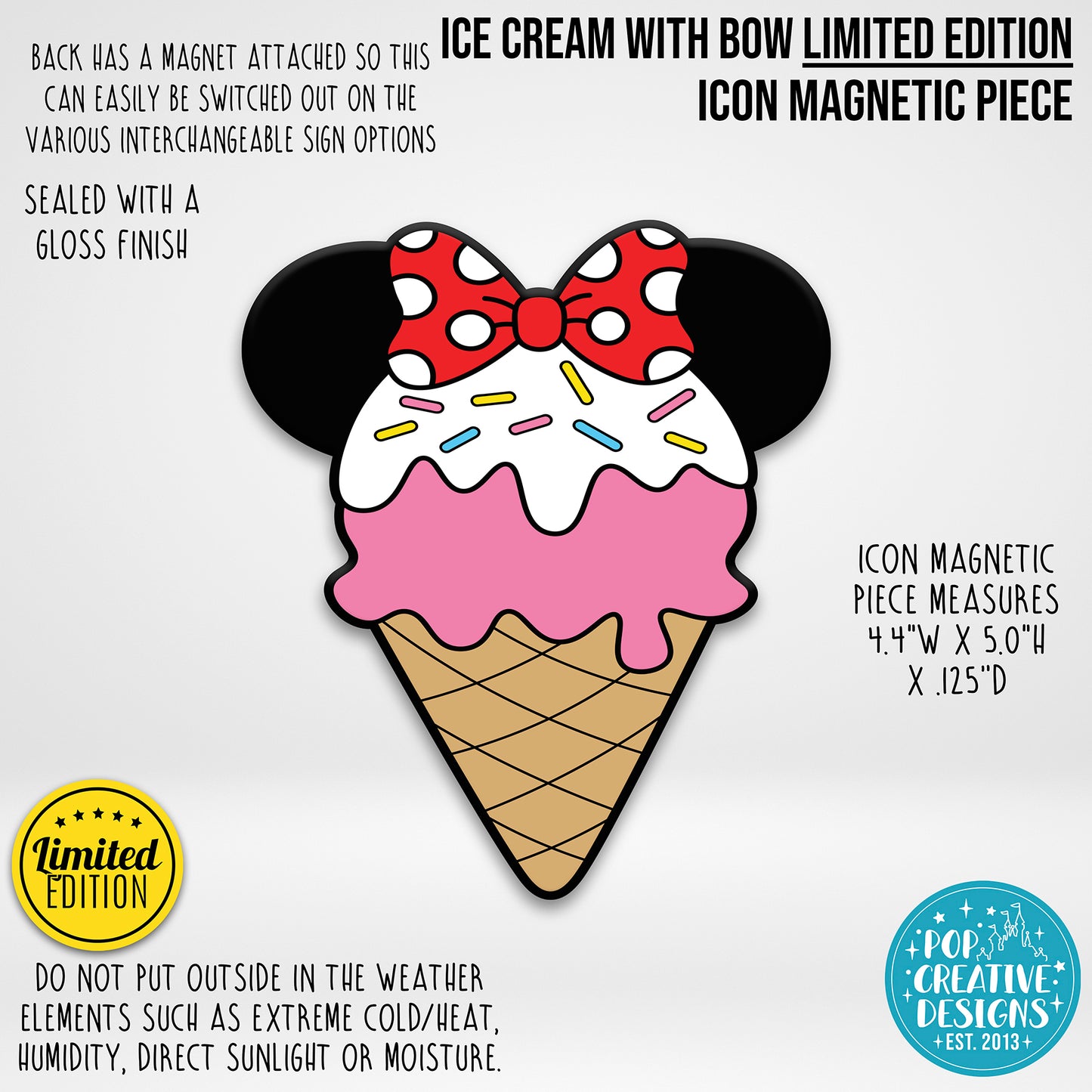 LIMITED EDITION Ice Cream with Bow Icon Magnetic Piece