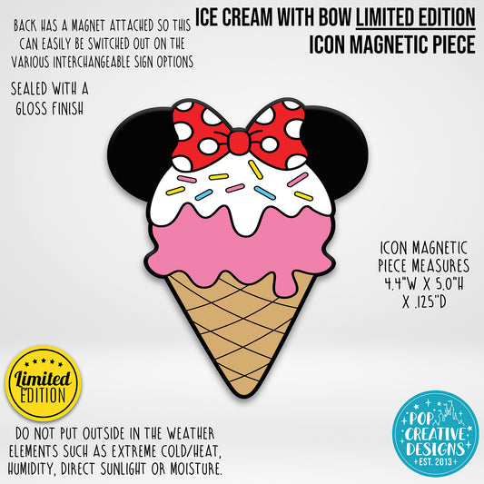 LIMITED EDITION Ice Cream with Bow Icon Magnetic Piece