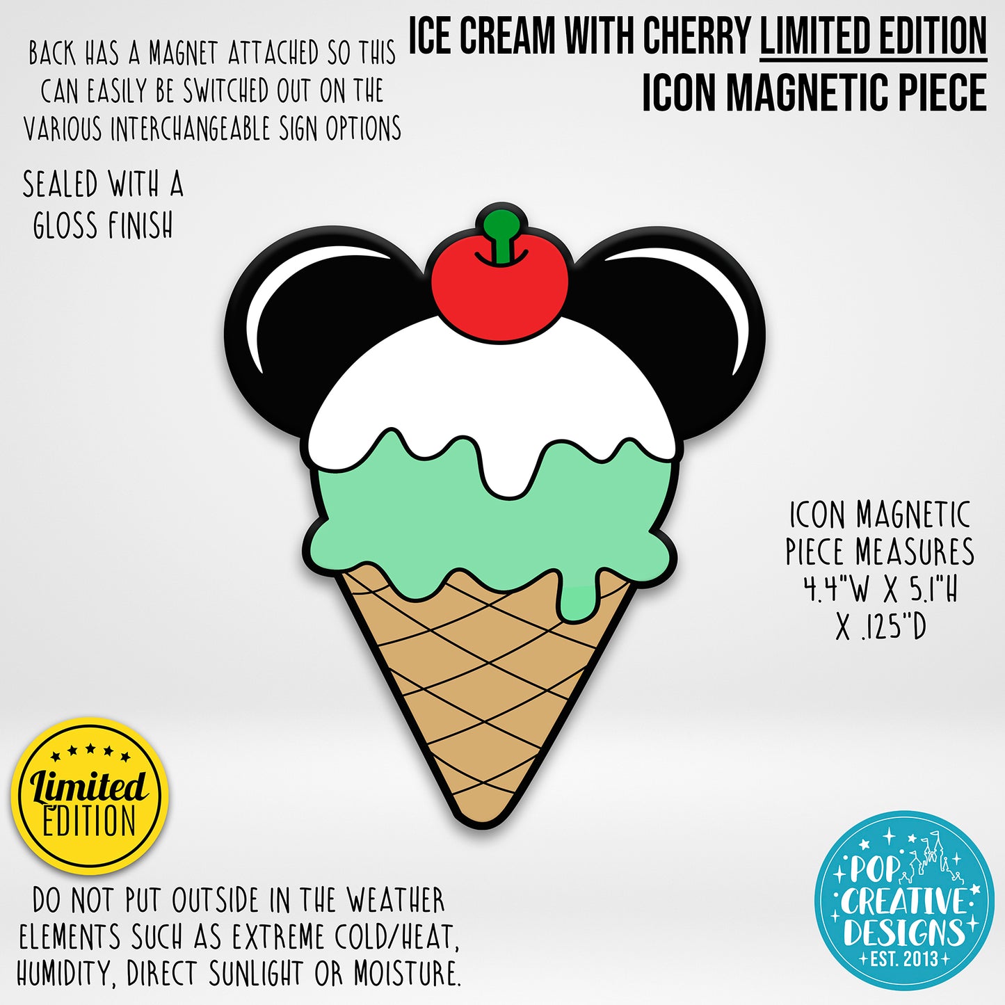 LIMITED EDITION Ice Cream with Cherry Icon Magnetic Piece