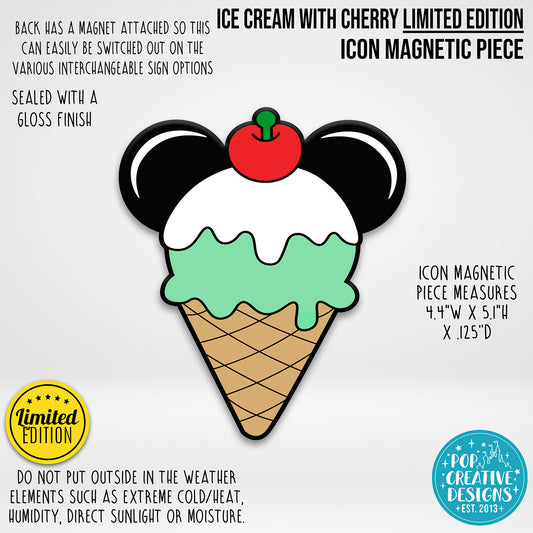 LIMITED EDITION Ice Cream with Cherry Icon Magnetic Piece