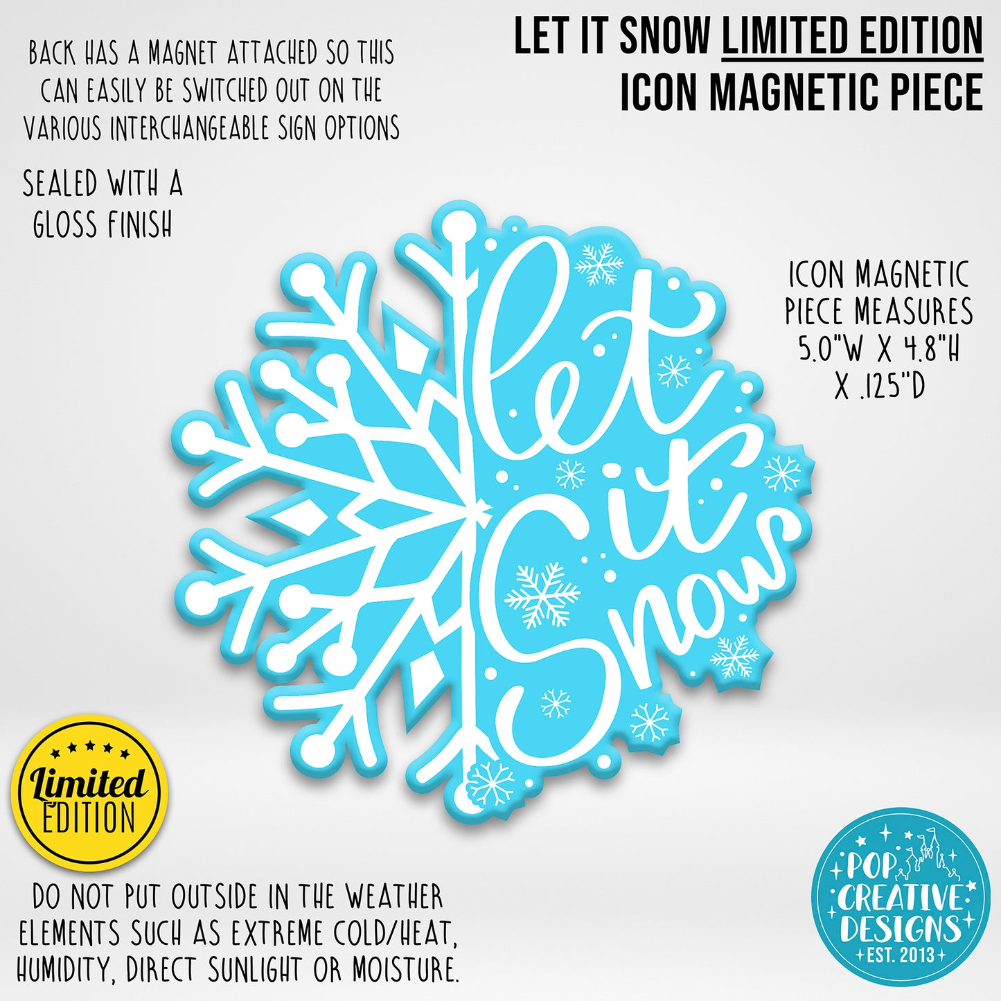 ***CLEARANCE ITEM*** Let It Snow Icon Magnetic Piece