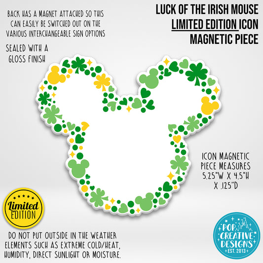 LIMITED EDITION Luck of the Irish Mouse Icon Magnetic Piece