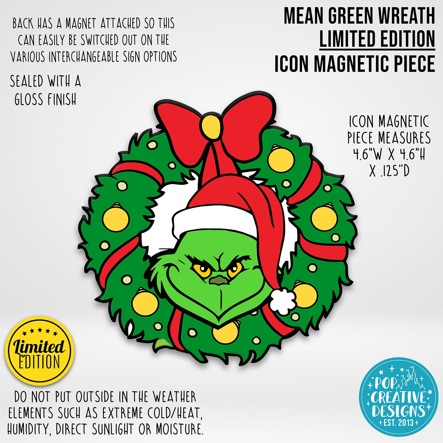 ***CLEARANCE ITEM*** Mean Green Wreath Icon Magnetic Piece (Copy)