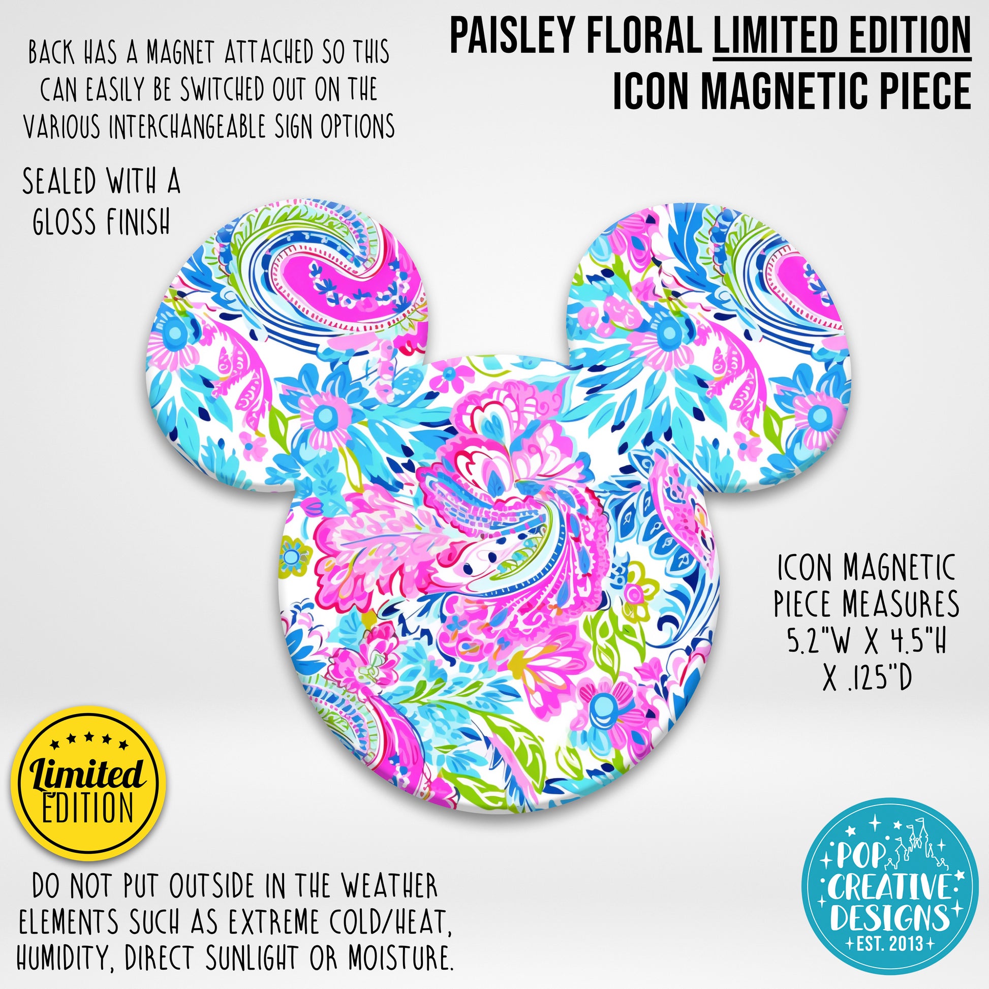 LIMITED EDITION Paisley Floral Icon Magnetic Piece