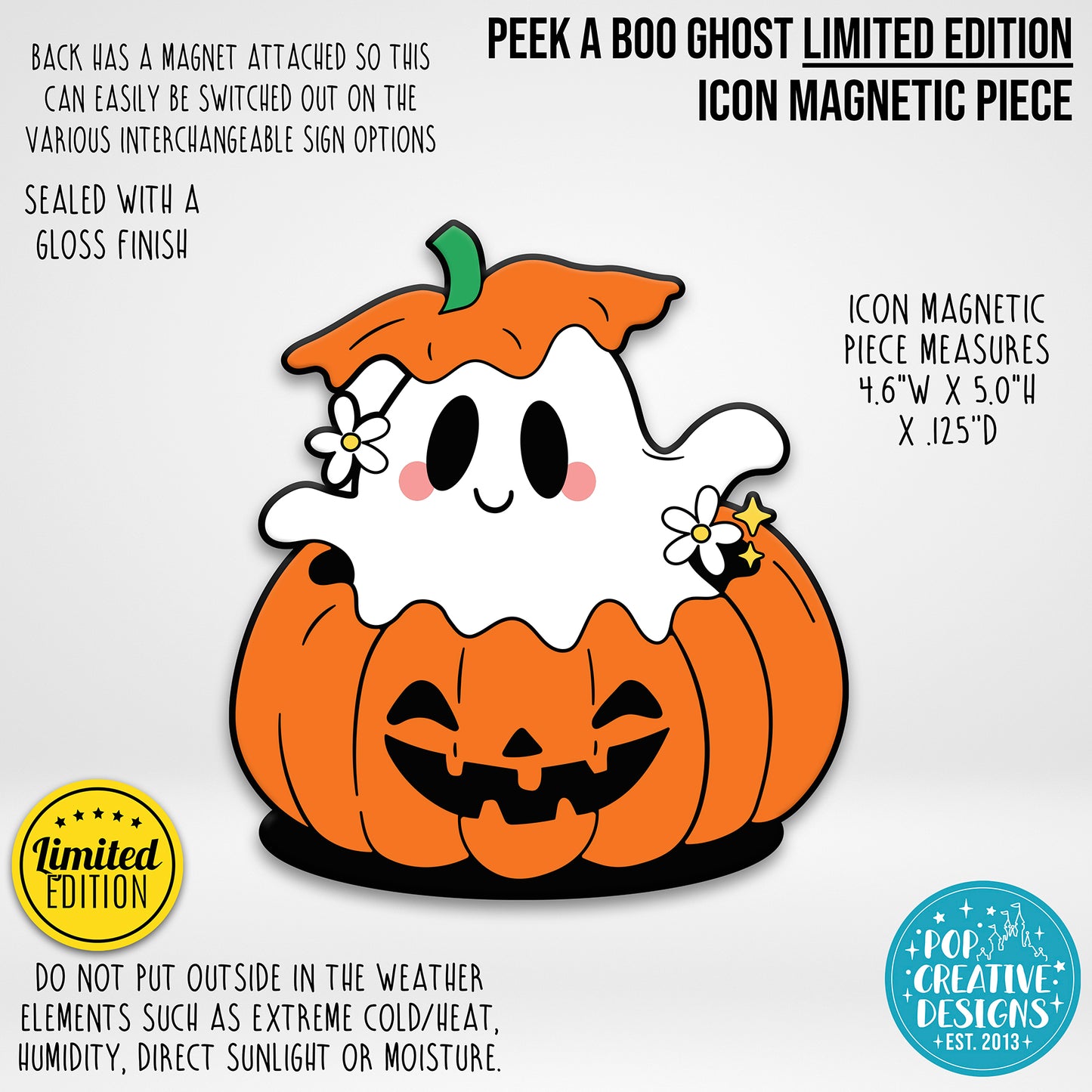LIMITED EDITION Peek a Boo Ghost Icon Magnetic Piece