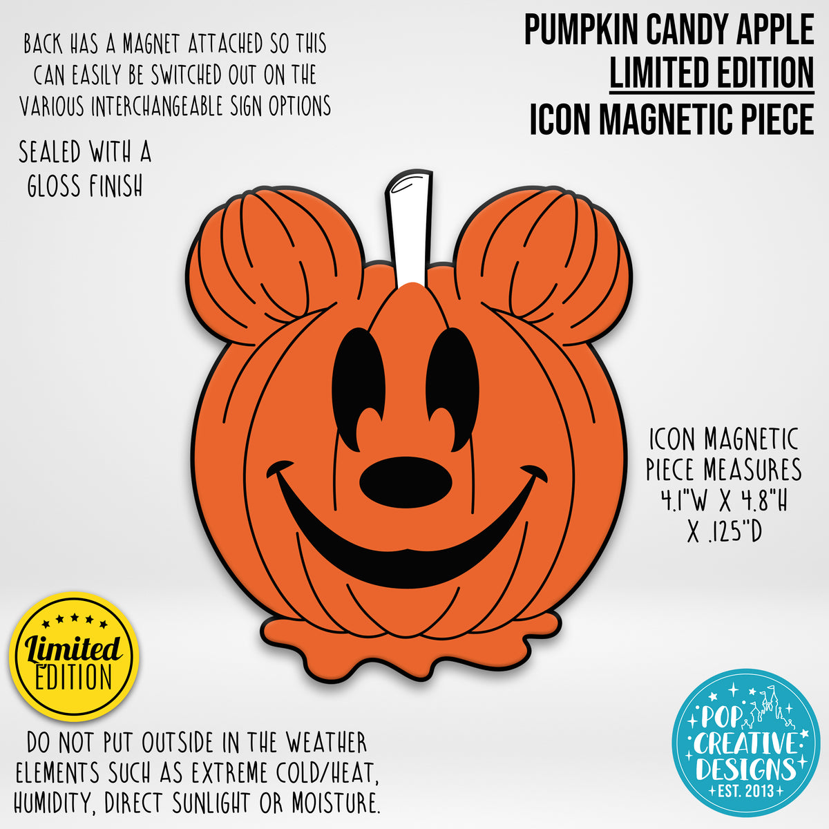 LIMITED EDITION Pumpkin Candy Apple Icon Magnetic Piece
