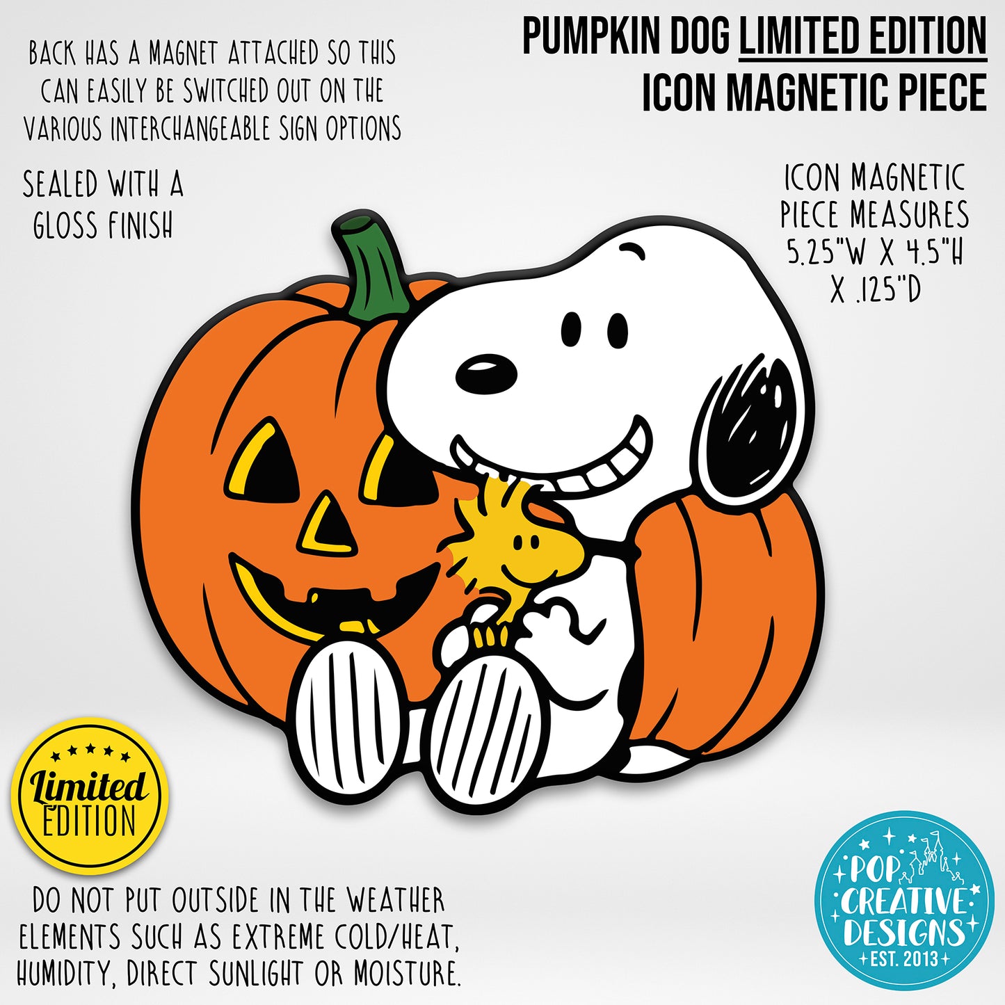LIMITED EDITION Pumpkin Dog Icon Magnetic Piece