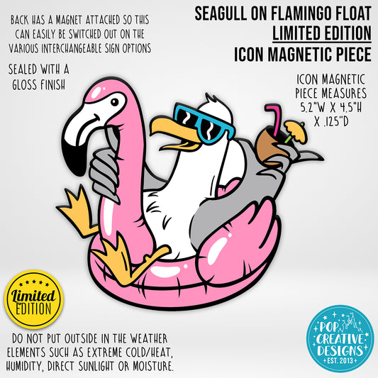 LIMITED EDITION Seagull on Flamingo Float Icon Magnetic Piece