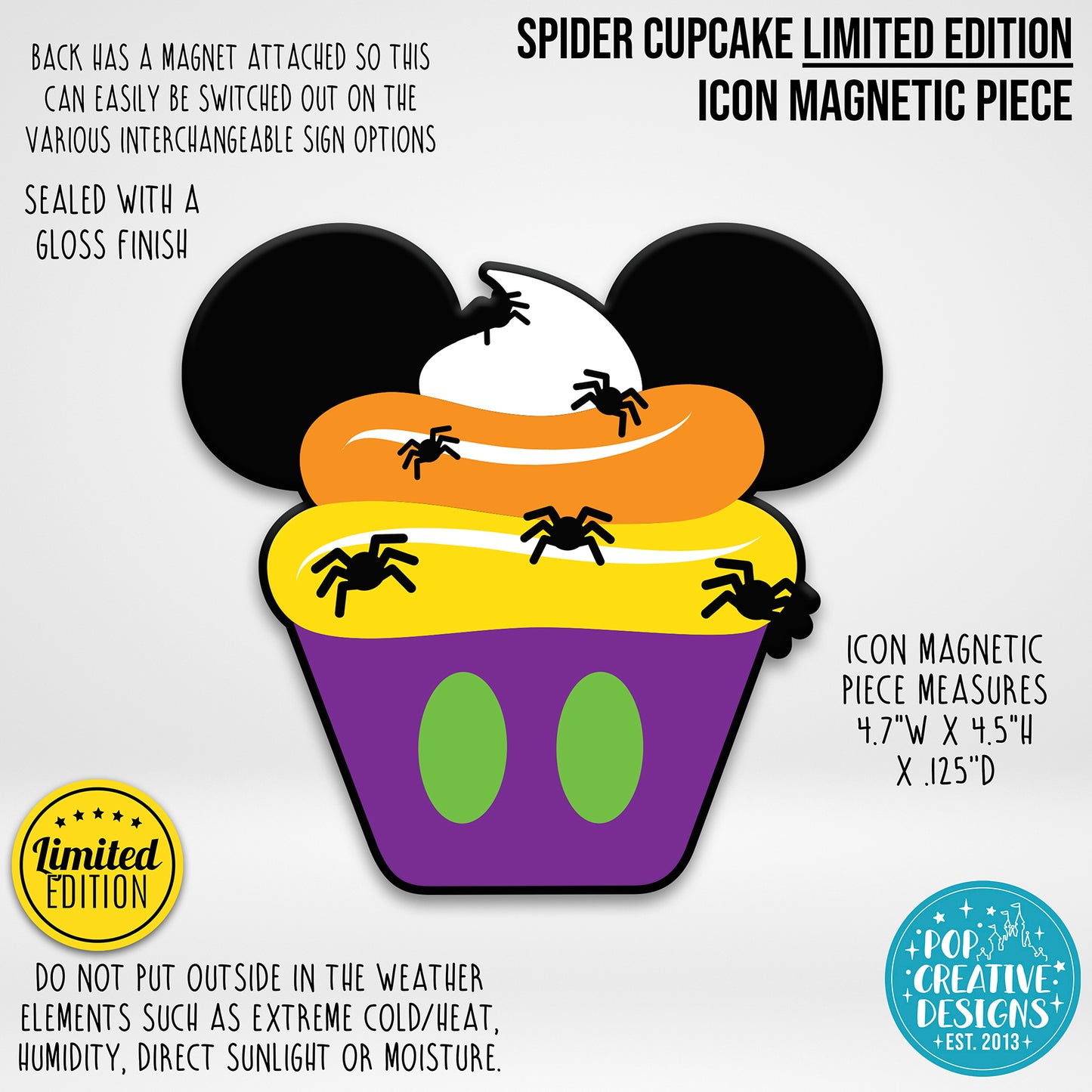 LIMITED EDITION Spider Cupcake Icon Magnetic Piece
