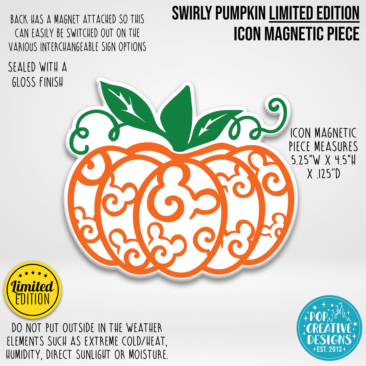 LIMITED EDITION Swirly Pumpkin Icon Magnetic Piece