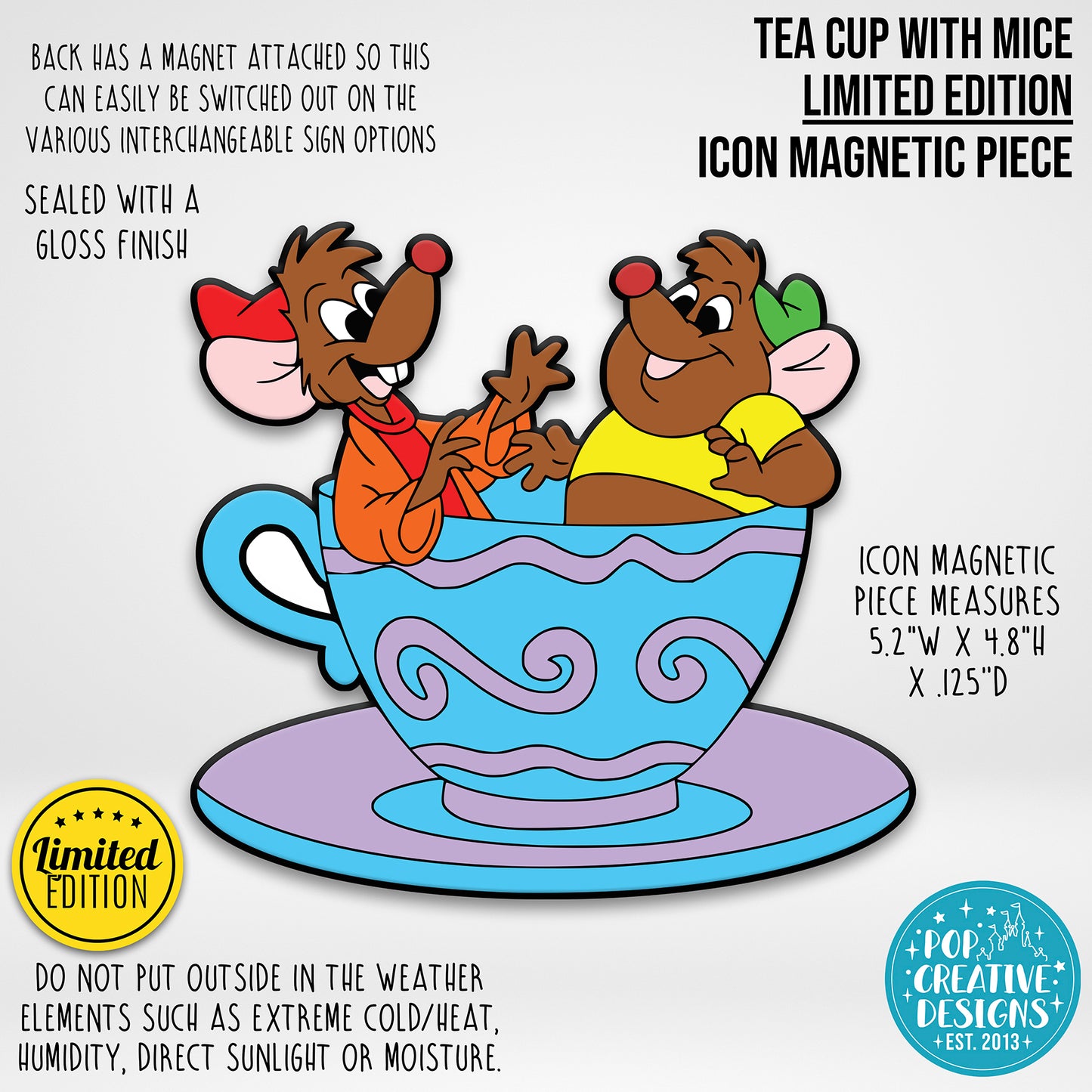 LIMITED EDITION Tea Cup with Mice Icon Magnetic Piece