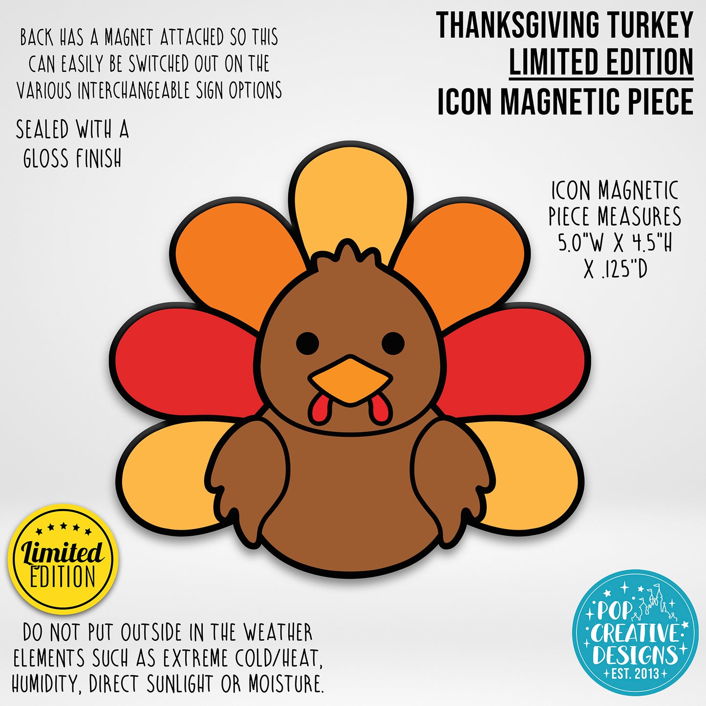 ***CLEARANCE ITEM*** Thanksgiving Turkey Icon Magnetic Piece