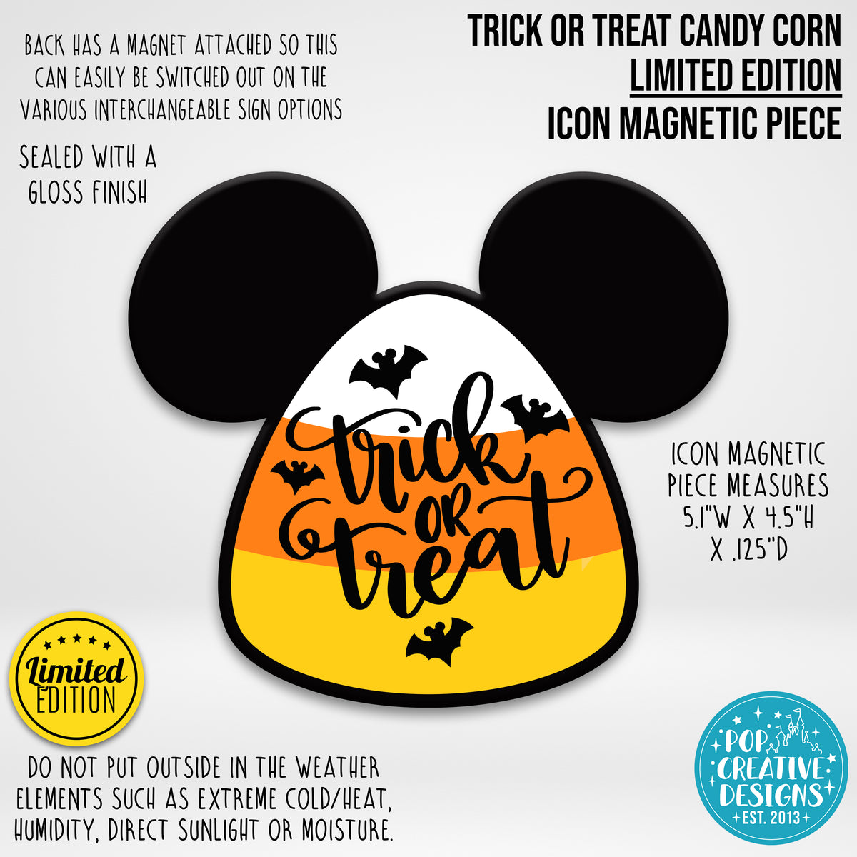 LIMITED EDITION Trick or Treat Candy Corn Icon Magnetic Piece