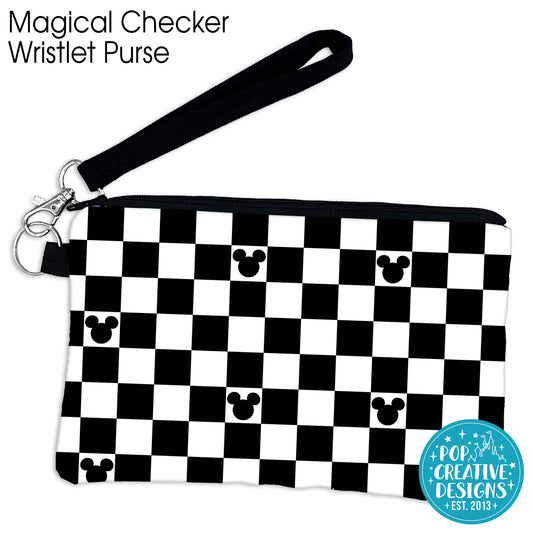 Magical Checker Wristlet Purse