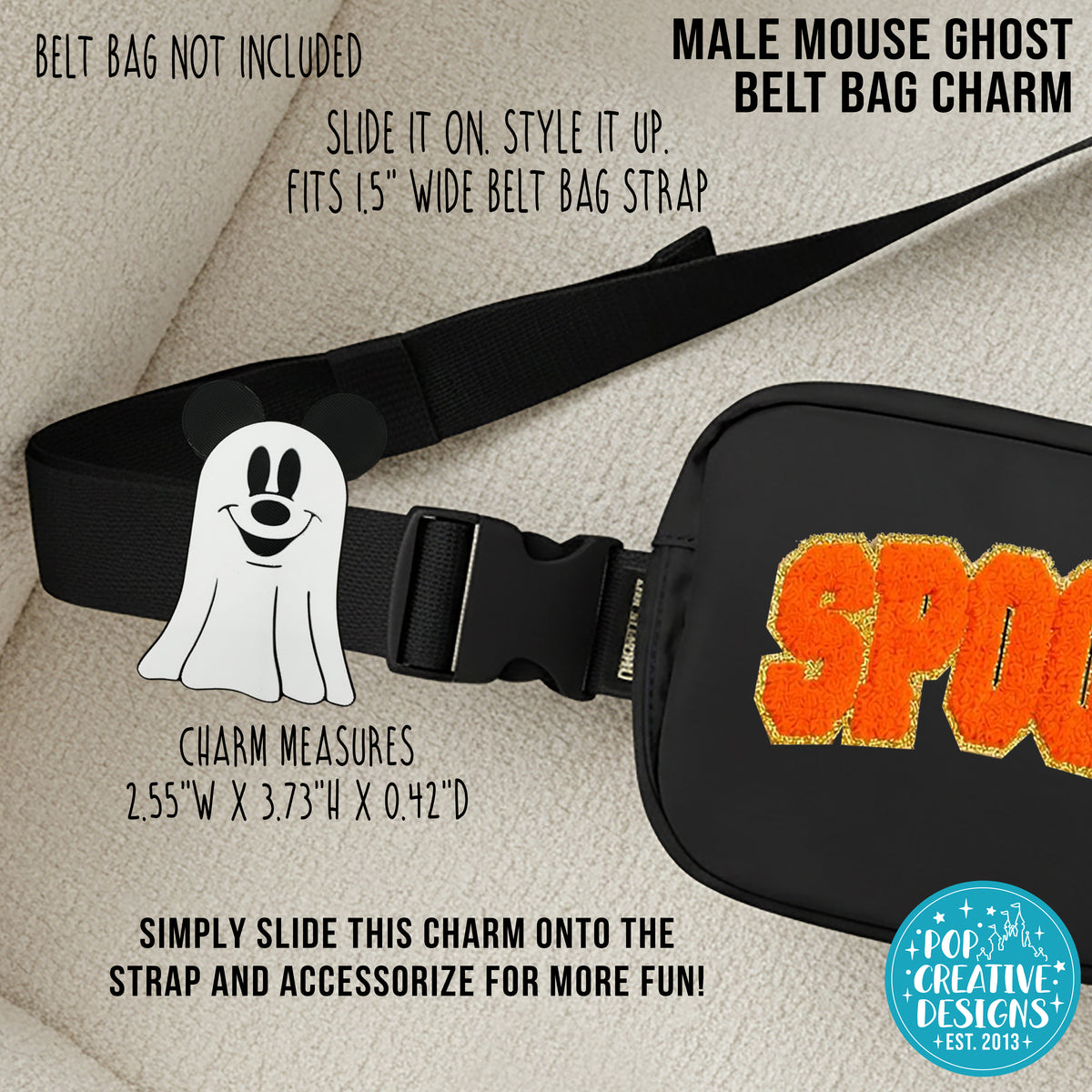 Male Mouse Ghost Belt Bag Charm