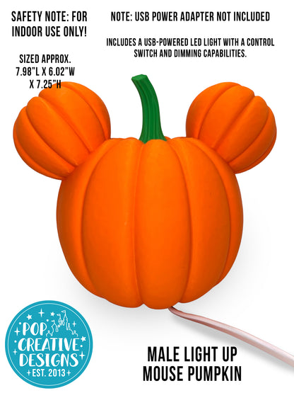 🎃 Male Light Up Mouse Pumpkin | LED Halloween Decor