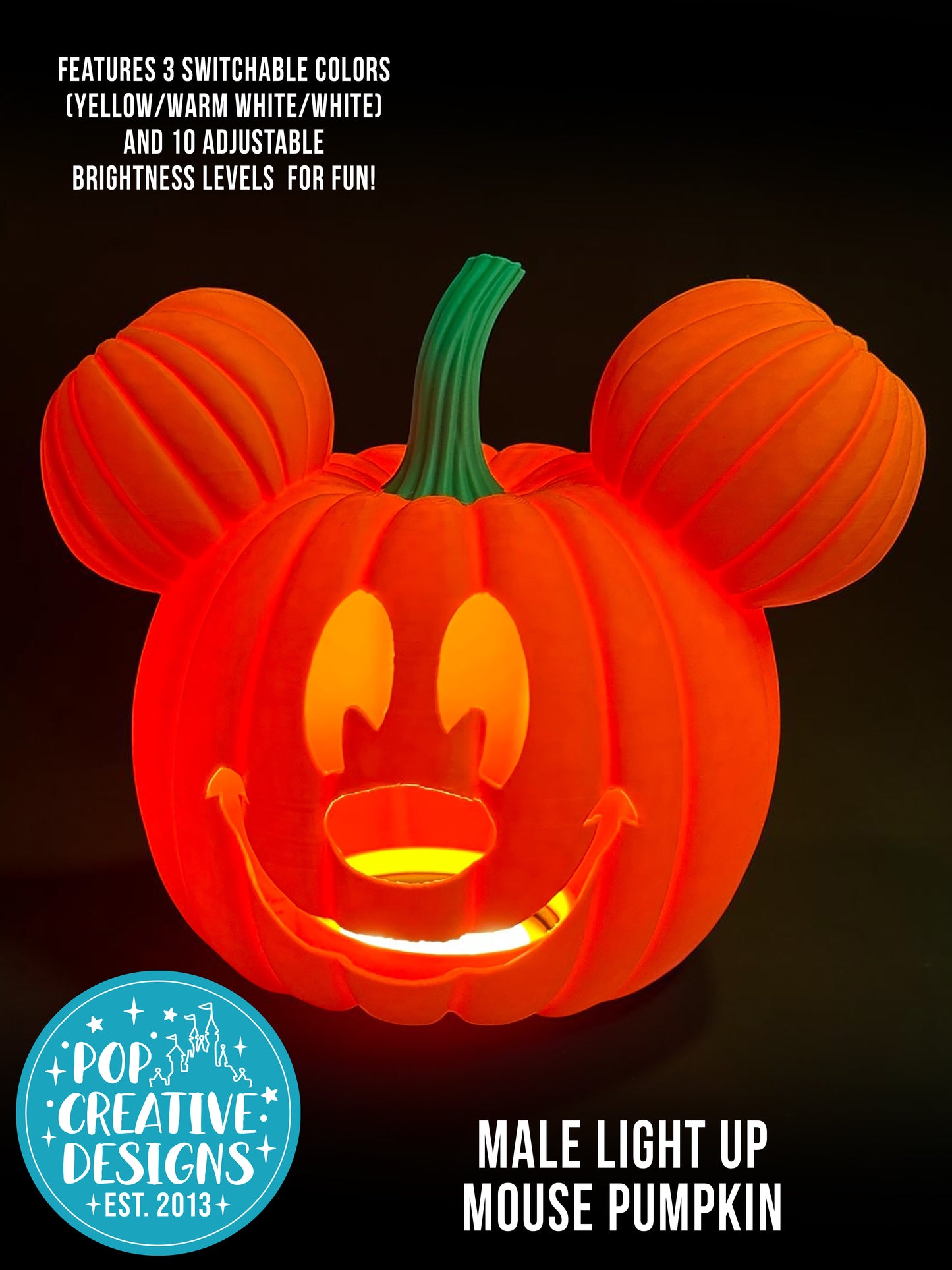 🎃 Male Light Up Mouse Pumpkin | LED Halloween Decor
