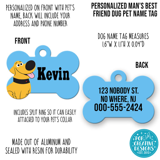 🐾 Personalized Man’s Best Friend Pet ID Tag – Custom Dog Name Tag with Contact Info – Durable Acrylic Resin Tag for Dogs & Cats