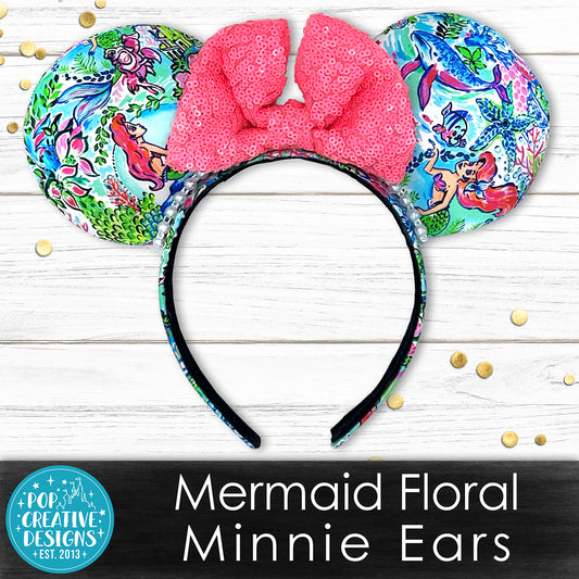 Mermaid Floral Minnie Ears