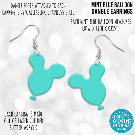 Mint Blue Balloon Dangle Earrings