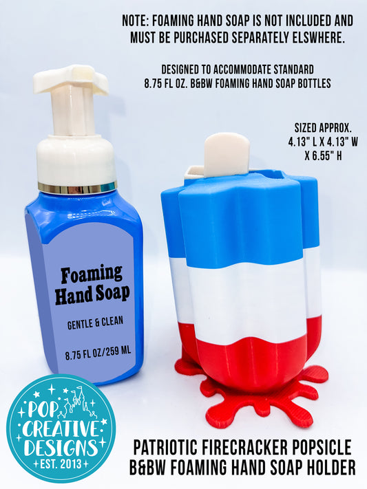 Patriotic Firecracker Popsicle B&BW Foaming Hand Soap Holder OR Desk Organizer | Red White & Blue Soap Holder