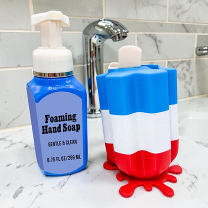 Patriotic Firecracker Popsicle B&BW Foaming Hand Soap Holder OR Desk Organizer | Red White & Blue Soap Holder
