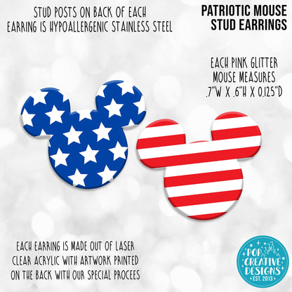 Patriotic Mouse Stud Earrings