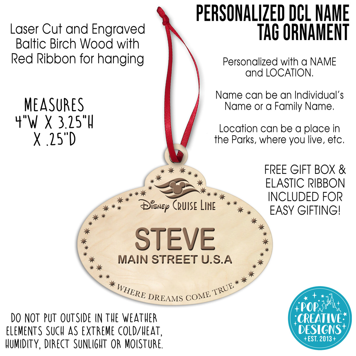 Personalized DCL Name Tag Ornament – Custom DCL Christmas Ornament