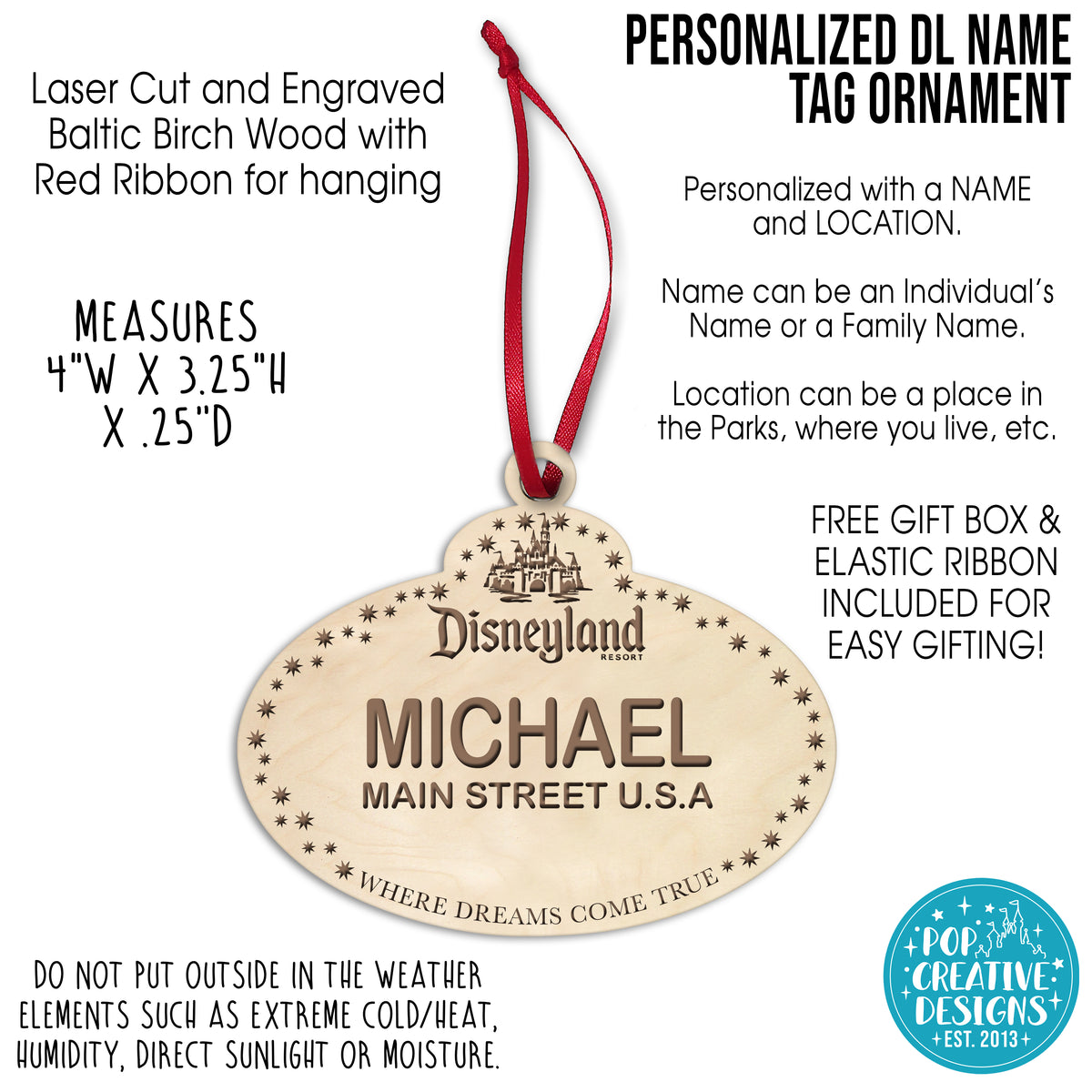 Personalized DL Name Tag Ornament – Custom Christmas Ornament