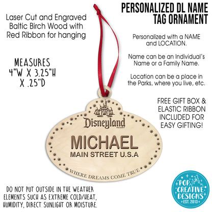 Personalized DL Name Tag Ornament – Custom Christmas Ornament